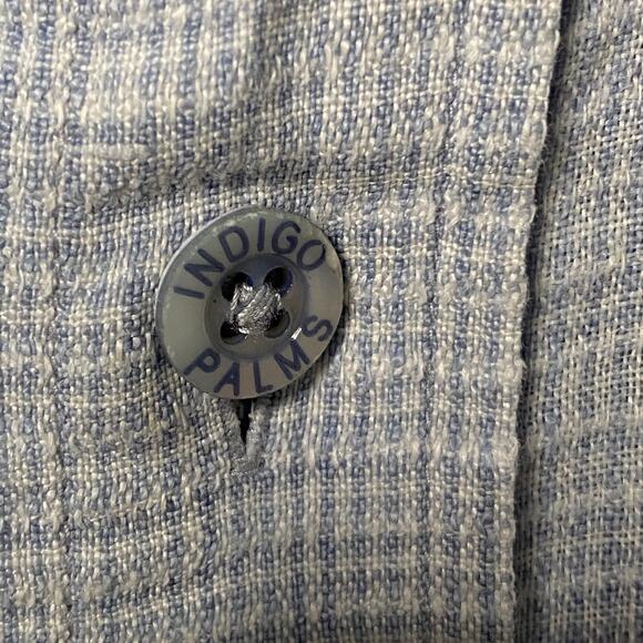 Indigo Palms Shirt Mens Extra Large Blue White Check Irish Linen Short Sleeve - Picture 4 of 9